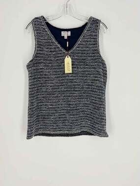 M.S.S.P Size M Navy/White Tweed NEW Tops Top-Sleeveless